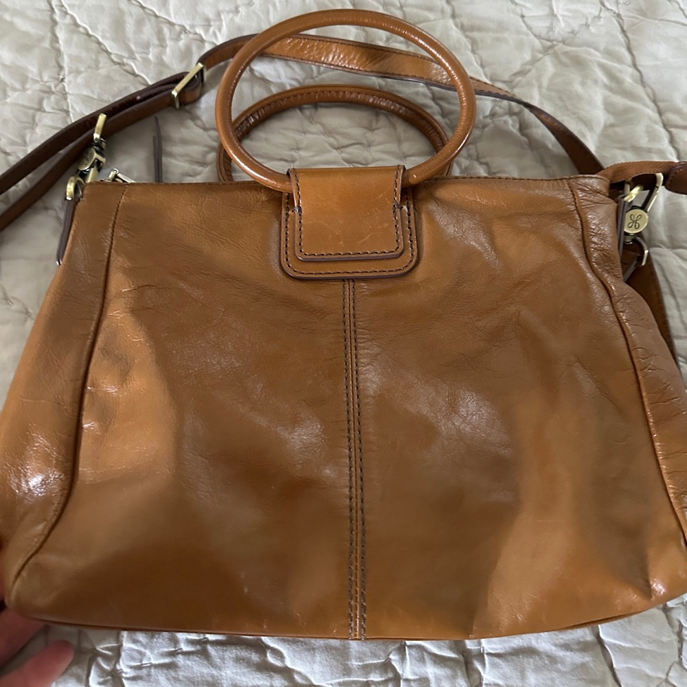 HOBO Cognac Leather Shoulder Tote with Round Handles
